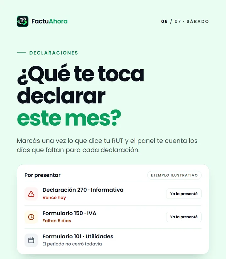 FactuAhora: panel con las declaraciones que te tocan