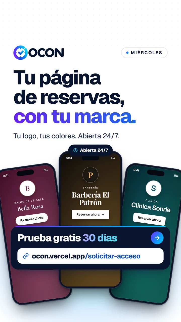 OCON: página de reservas con la marca de cada negocio