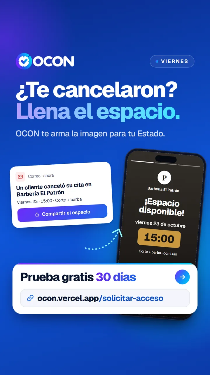 OCON: imagen del espacio libre para el Estado de WhatsApp